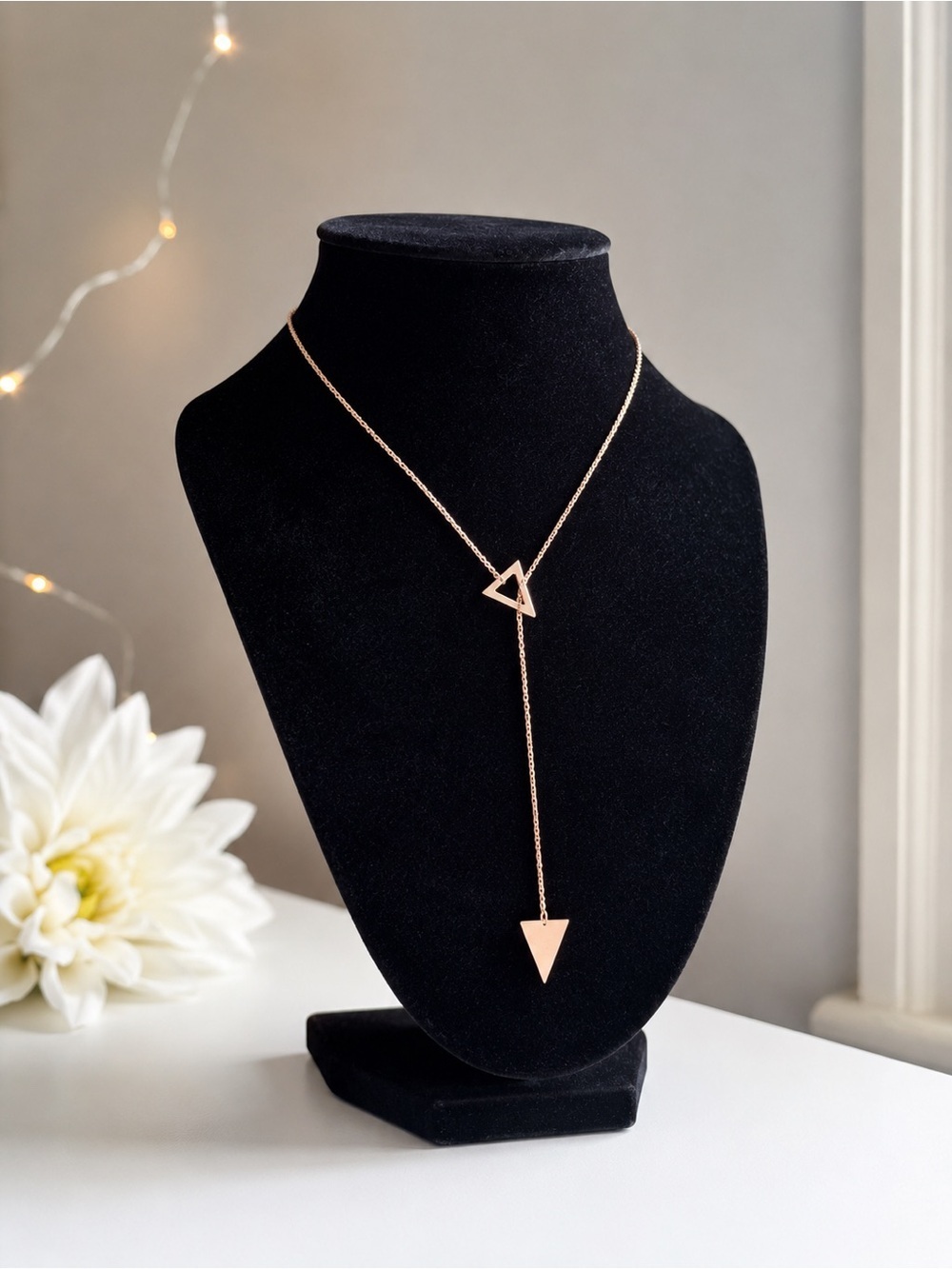 Gold Geometric Necklace Triangle Arrow Pendant Minimal Drop Necklace